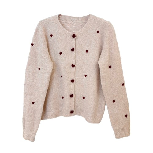 CARDIGAN `Sweetheart´, beige-burgundy