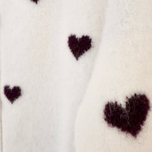 Lade das Bild in den Galerie-Viewer, CARDIGAN `Mini Hearts´ (Halbarm), crèmeweiß-burgundy
