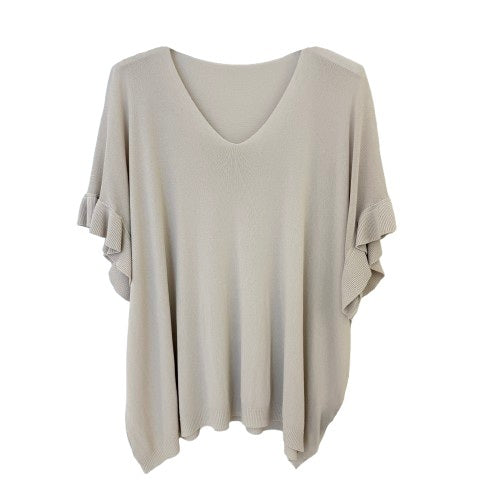TOP `Sweet Basic´ (Feinstrick/Volants), beige