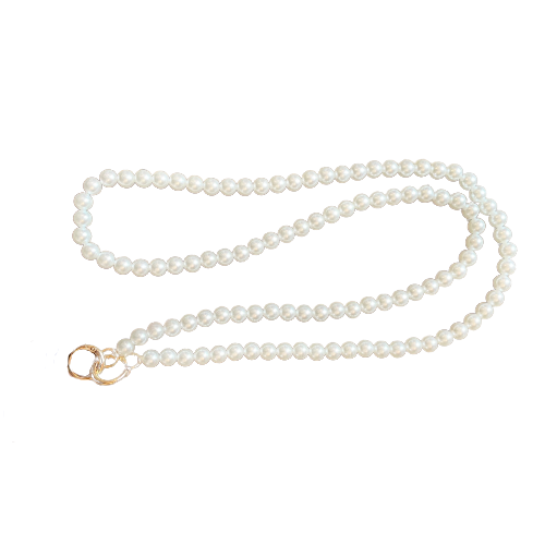 HANDYKETTE `Pearls´, weiß-gold